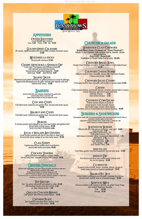 Castaways holden beach menu  112 Ocean Blvd W, Holden Beach, NC 28462-5022 +1 910-842-5743 Website Menu